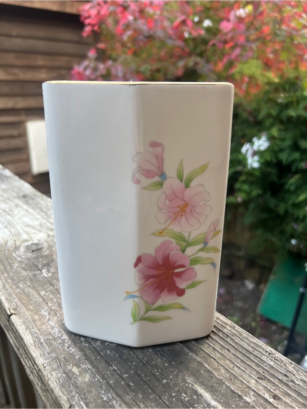 Floral Pink Porcelain Vase Elegant Home Decor Accents Vintage